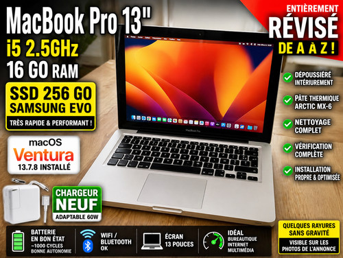 Macbook pro 2 5ghz 16go - pro, i5